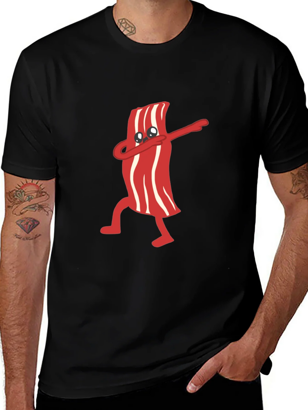 Dabbing Bacon Graphic Tee - Black T-Shirt product image 1
