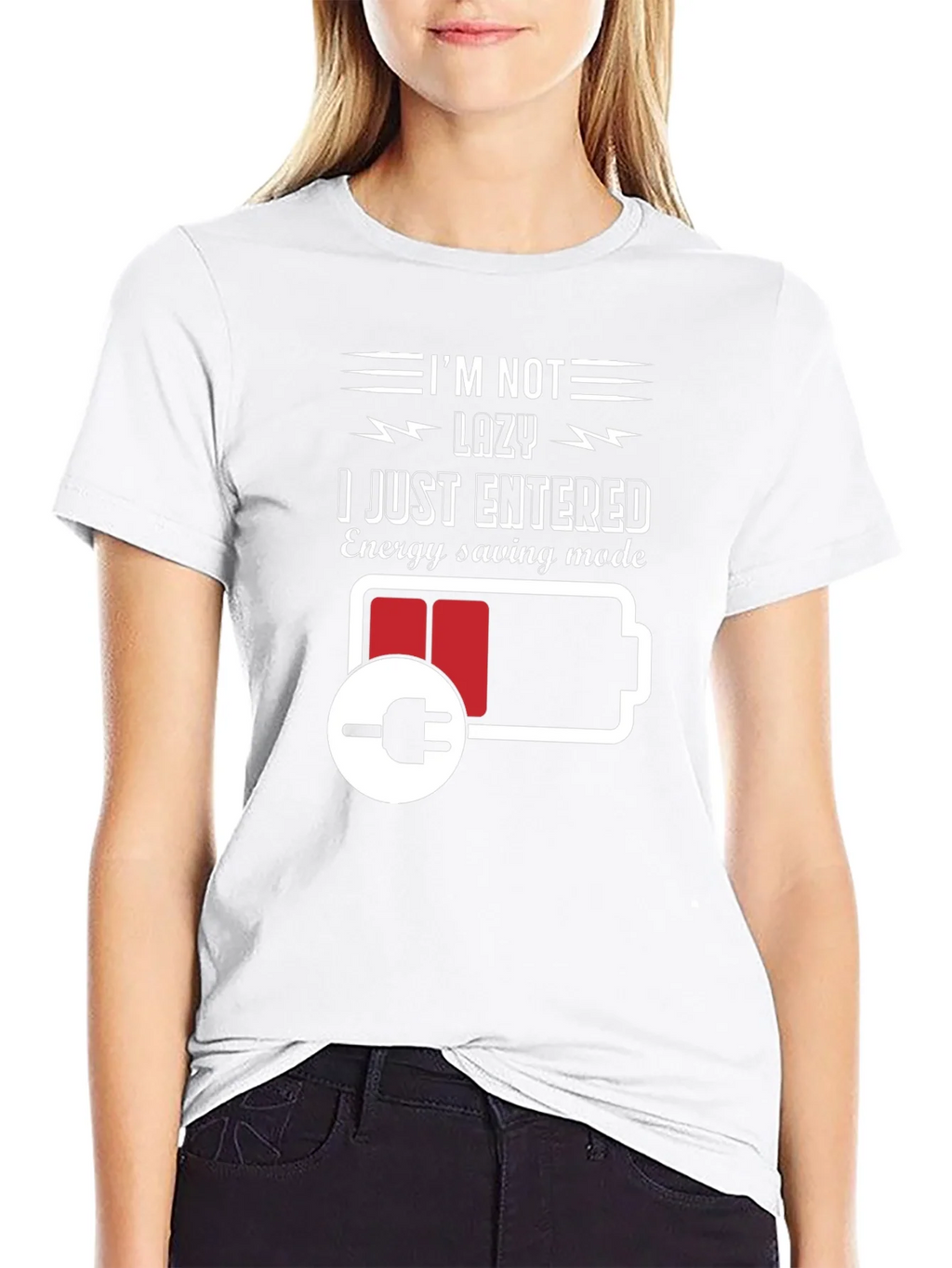 Im Not Lazy Energy Saving Mode Black T-Shirt product image 8