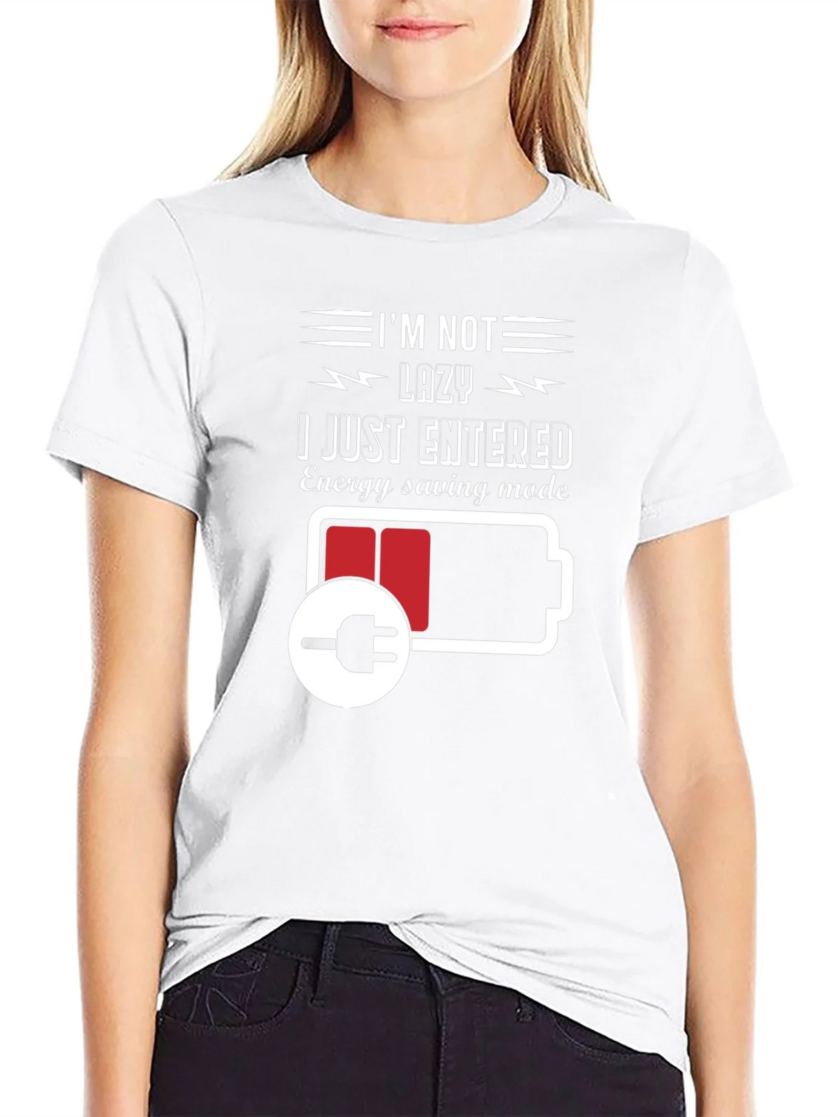 Im Not Lazy Energy Saving Mode Black T-Shirt product image 8