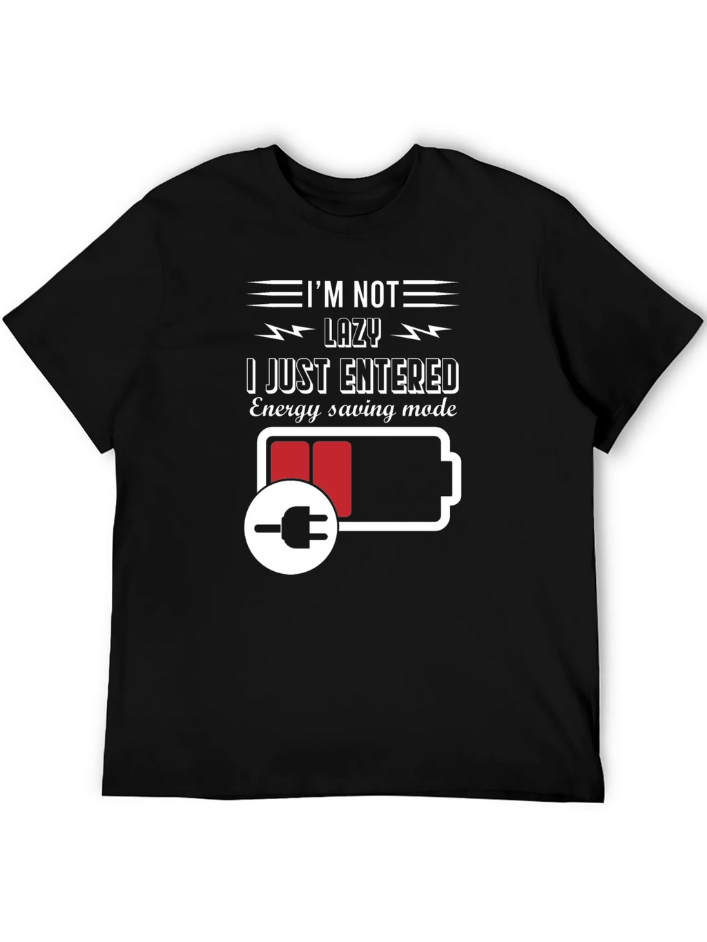 Im Not Lazy Energy Saving Mode Black T-Shirt product image 5