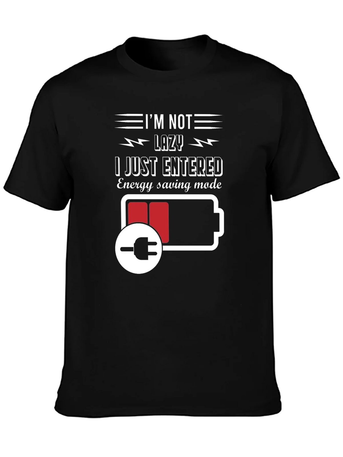 Im Not Lazy Energy Saving Mode Black T-Shirt product image 3