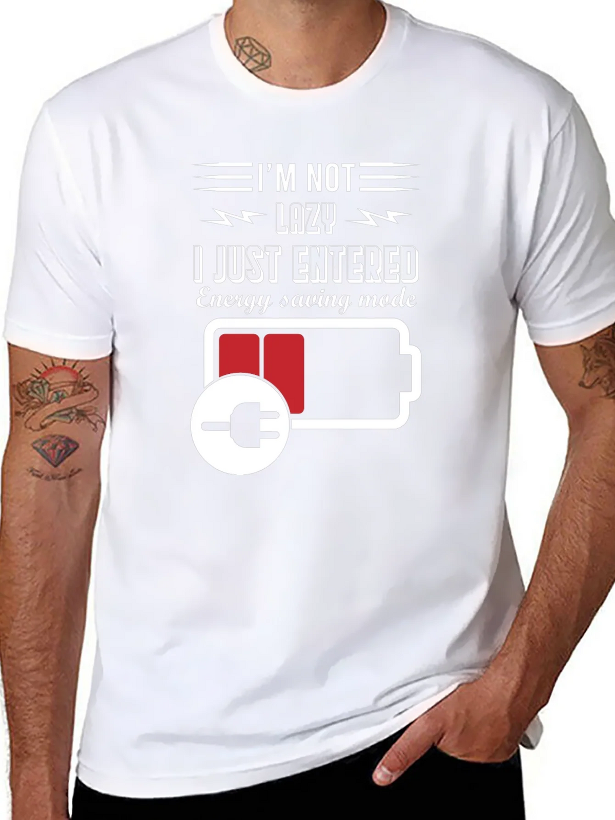 Im Not Lazy Energy Saving Mode Black T-Shirt product image 7