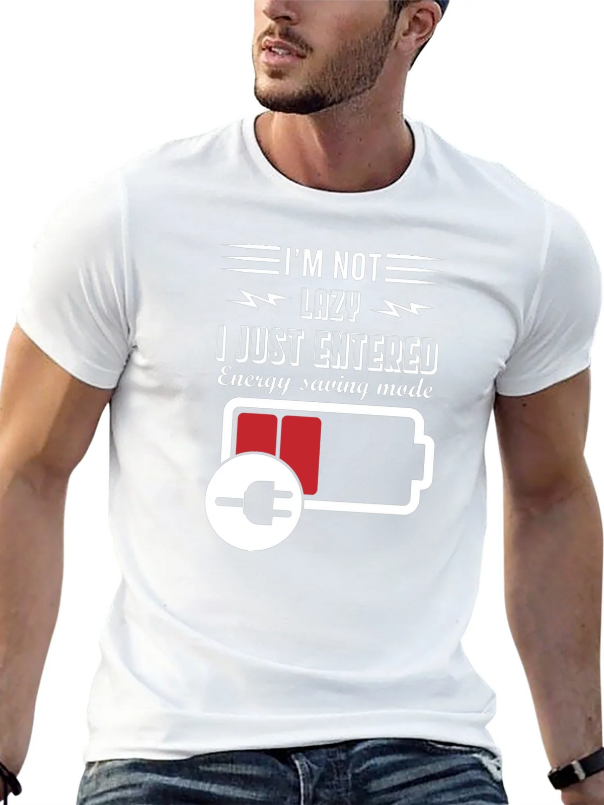 Im Not Lazy Energy Saving Mode Black T-Shirt product image 12