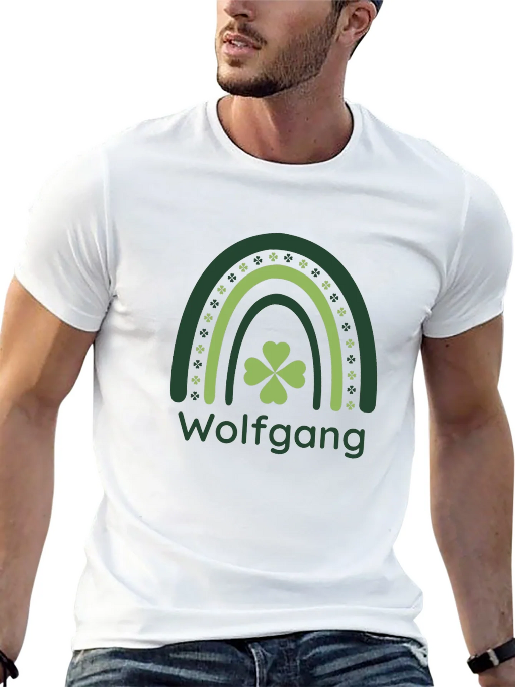 St. Patricks Day Wolfgang Rainbow Clover T-Shirt product image 12
