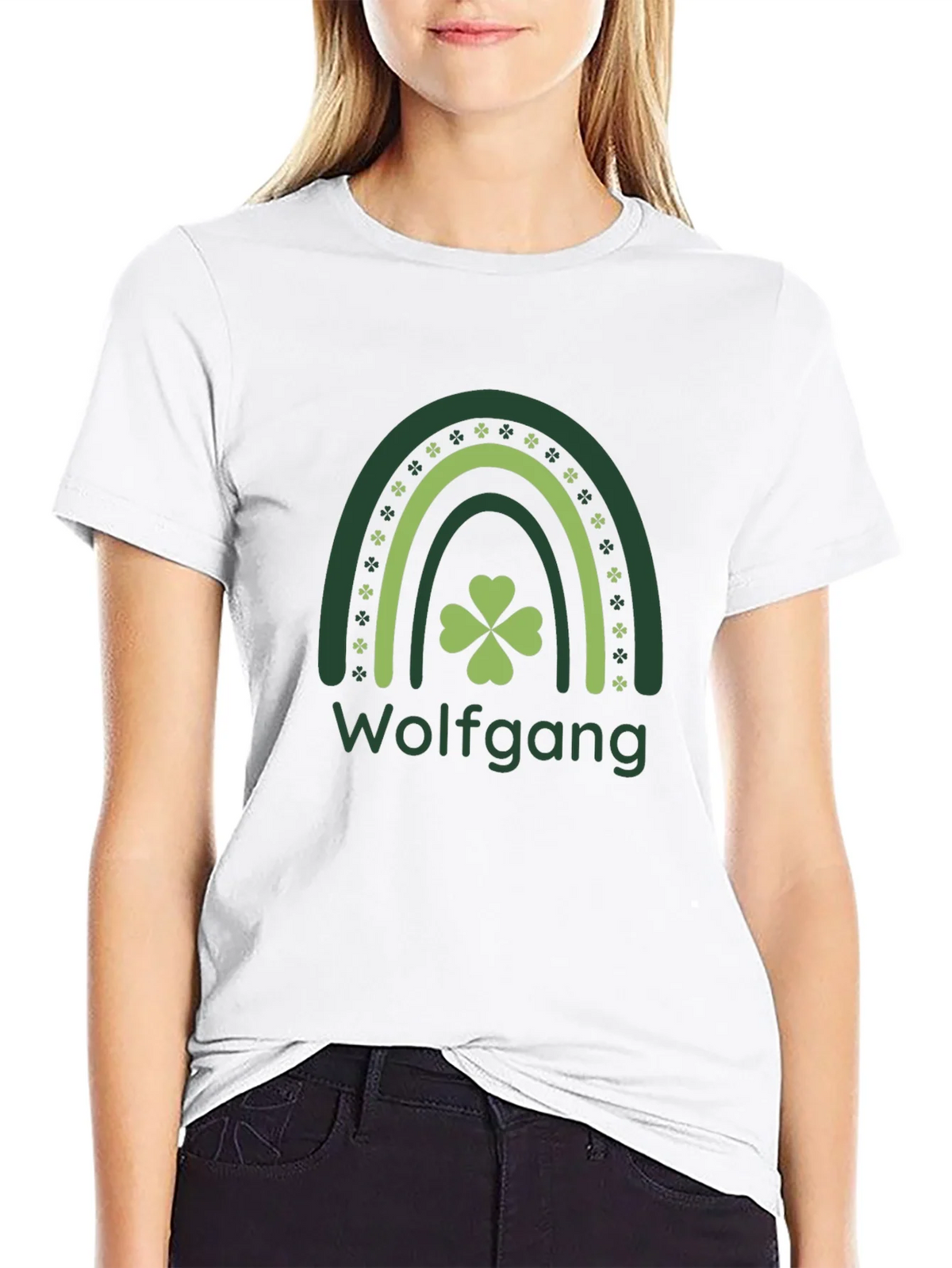 St. Patricks Day Wolfgang Rainbow Clover T-Shirt product image 8