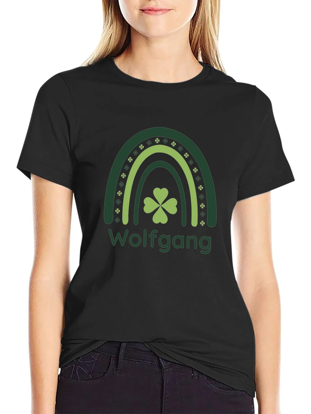 St. Patricks Day Wolfgang Rainbow Clover T-Shirt product image 2