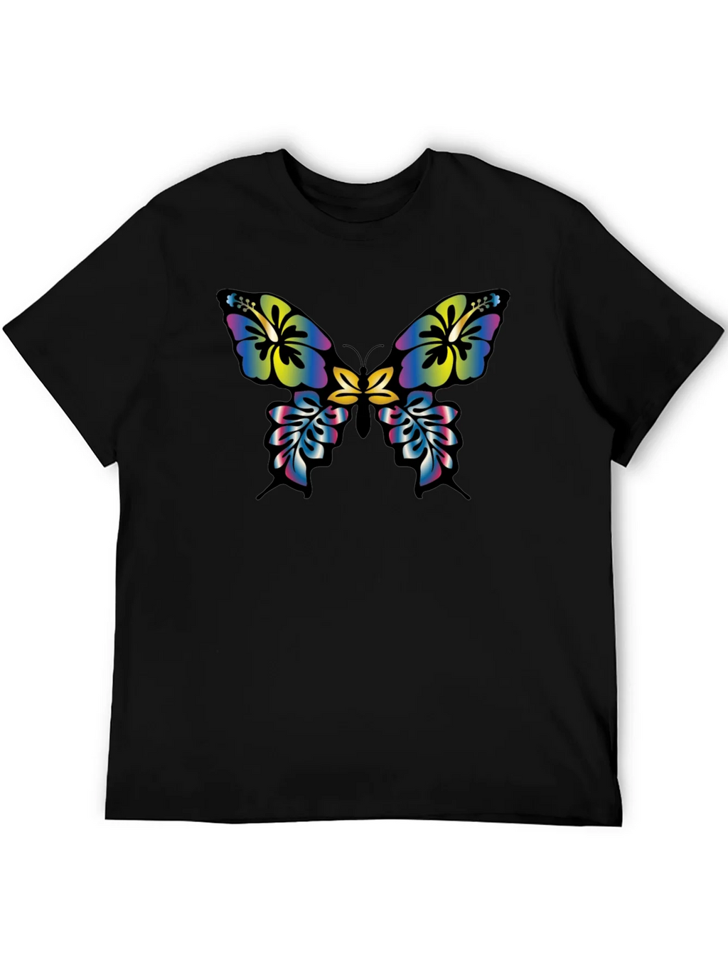 Floral Butterfly Graphic Tee - Casual Black T-Shirt product image 5