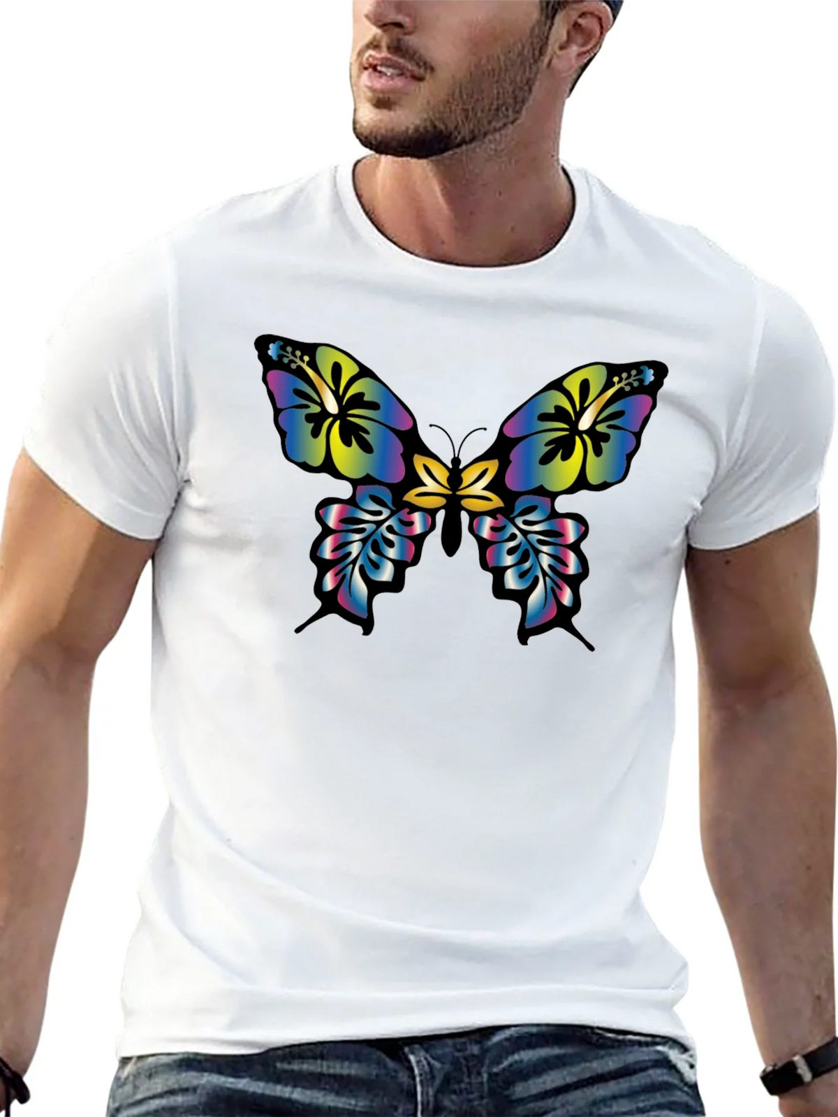 Floral Butterfly Graphic Tee - Casual Black T-Shirt product image 12