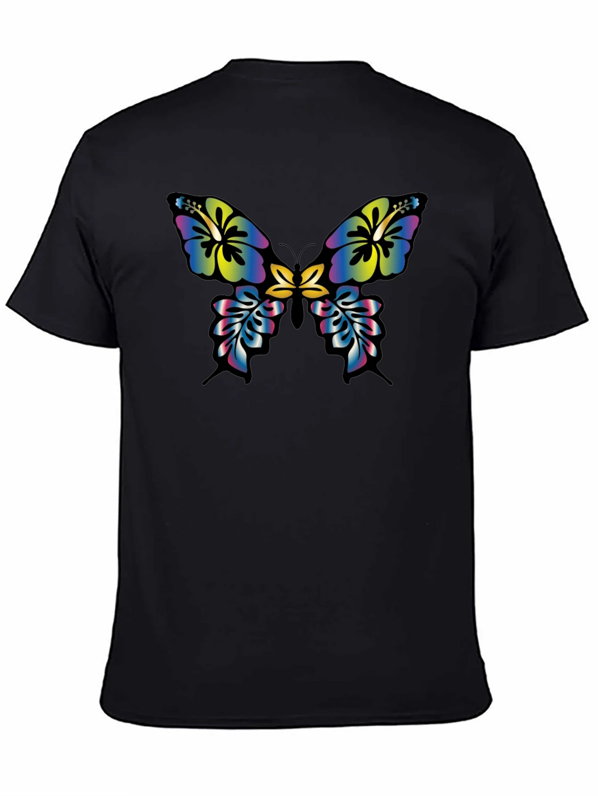 Floral Butterfly Graphic Tee - Casual Black T-Shirt product image 4