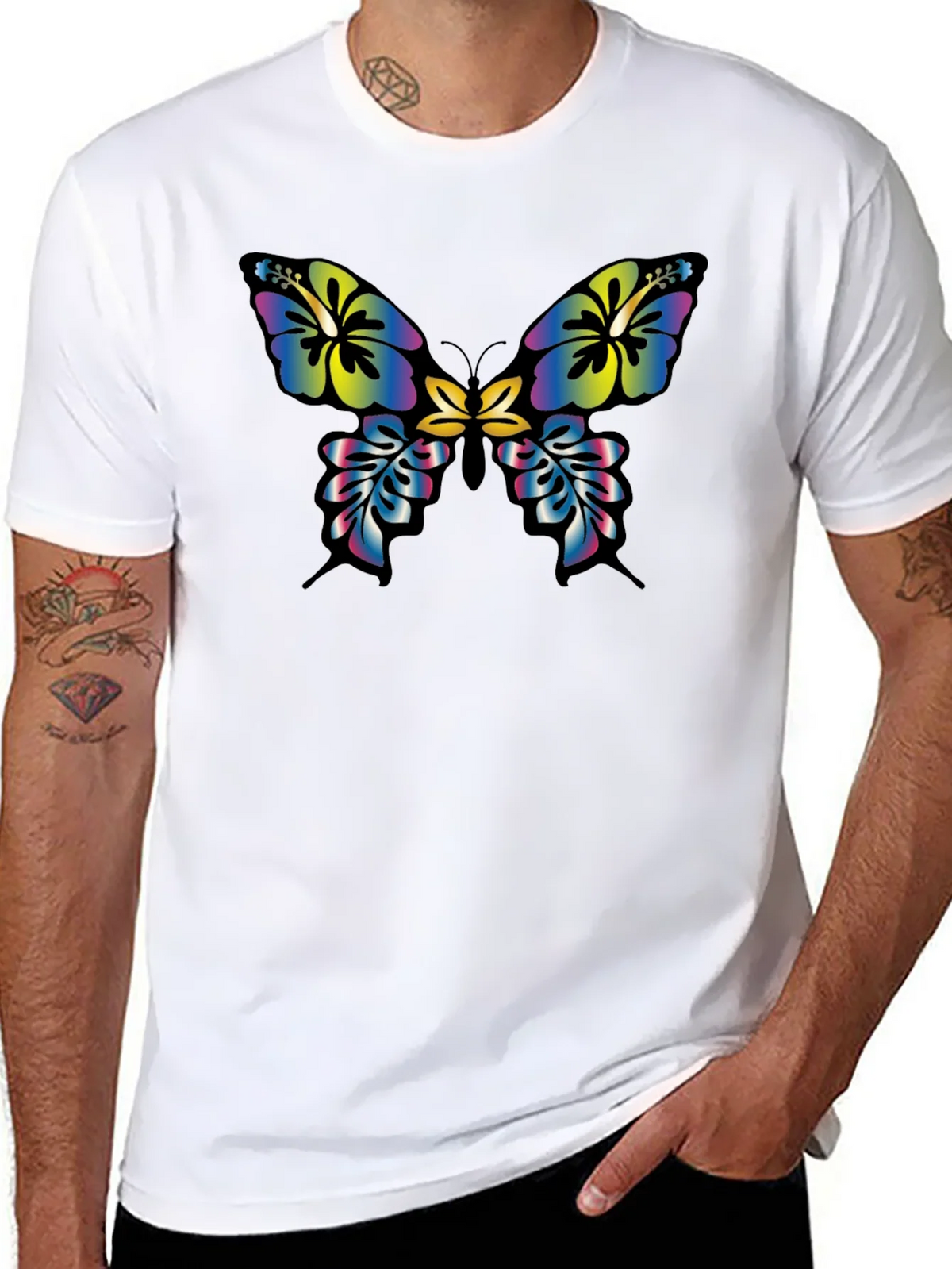 Floral Butterfly Graphic Tee - Casual Black T-Shirt product image 7