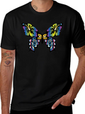 Floral Butterfly Graphic Tee - Casual Black T-Shirt product image 1