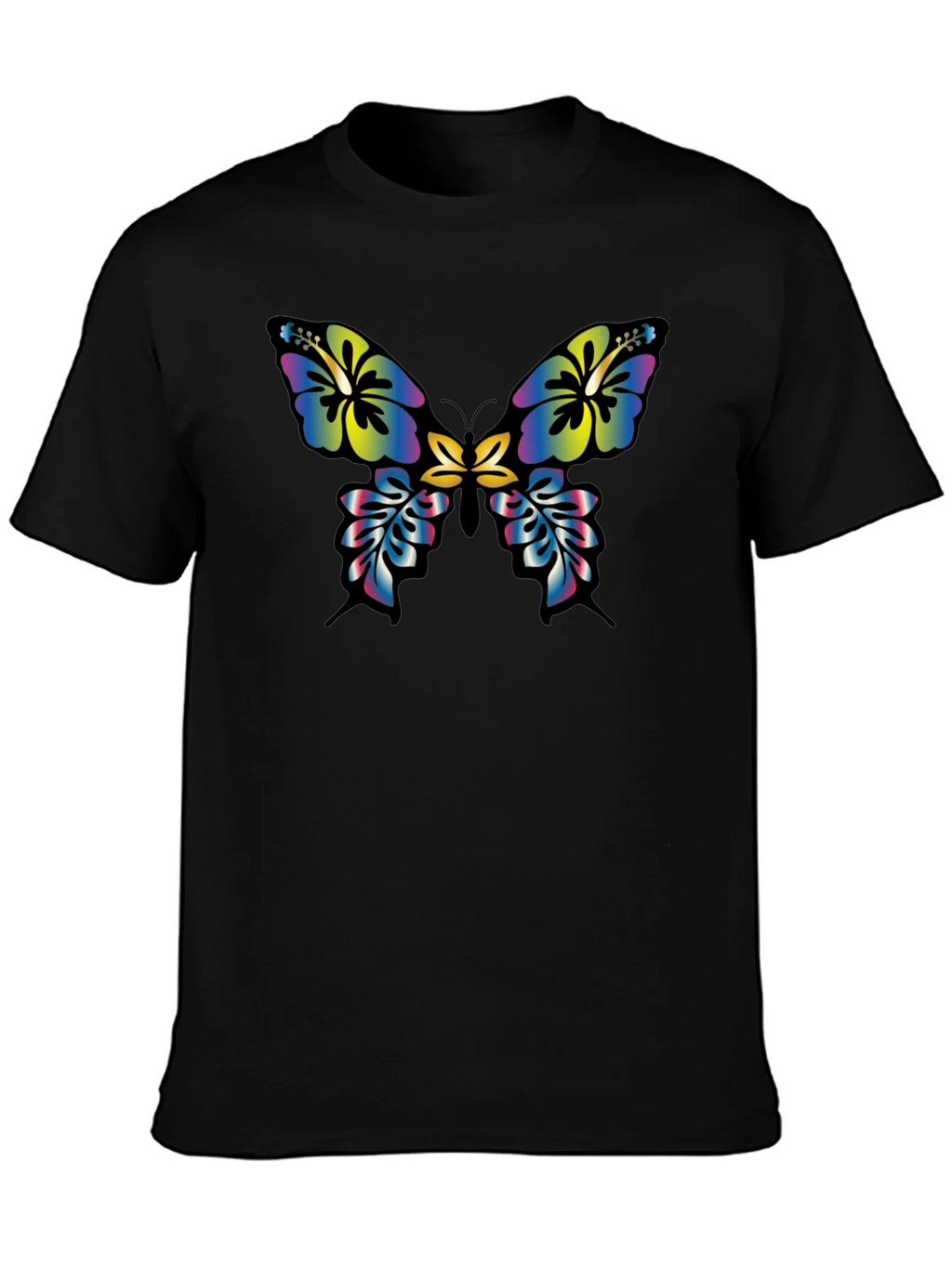 Floral Butterfly Graphic Tee - Casual Black T-Shirt product image 3