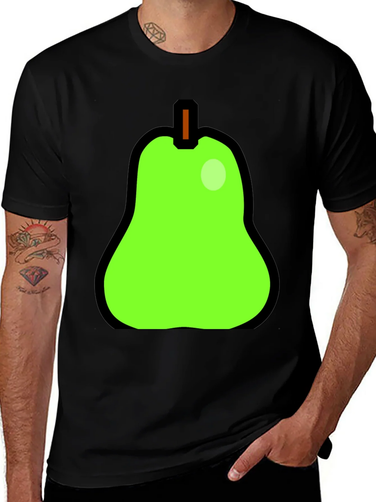 Fun Pear Graphic Print Black T-Shirt product image 1