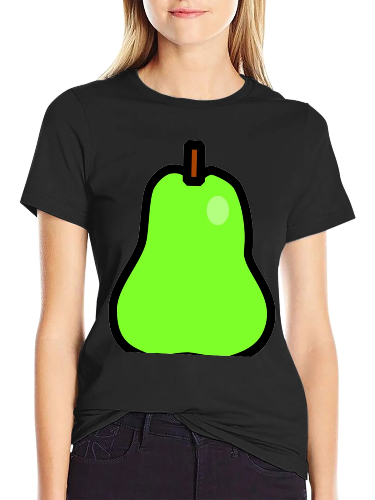 Fun Pear Graphic Print Black T-Shirt product image 2