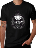 Skull & Witch Hat Graphic Tee - Halloween Ready