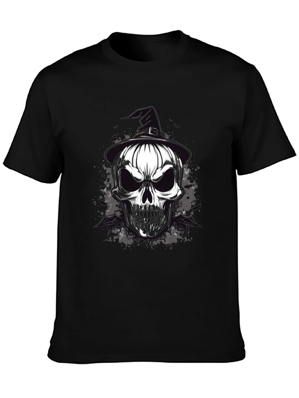 Skull & Witch Hat Graphic Tee - Halloween Ready