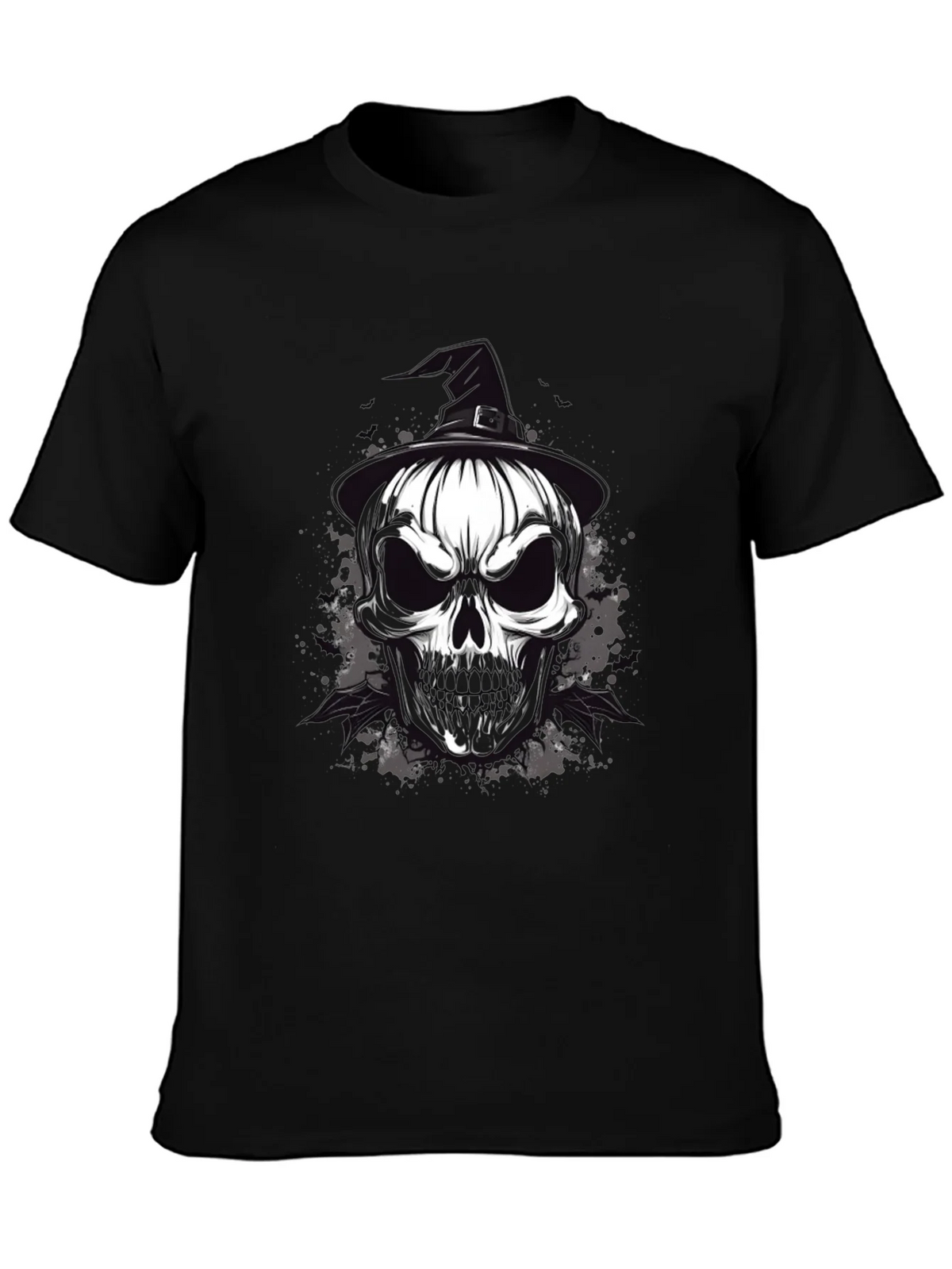 Skull & Witch Hat Graphic Tee - Halloween Ready