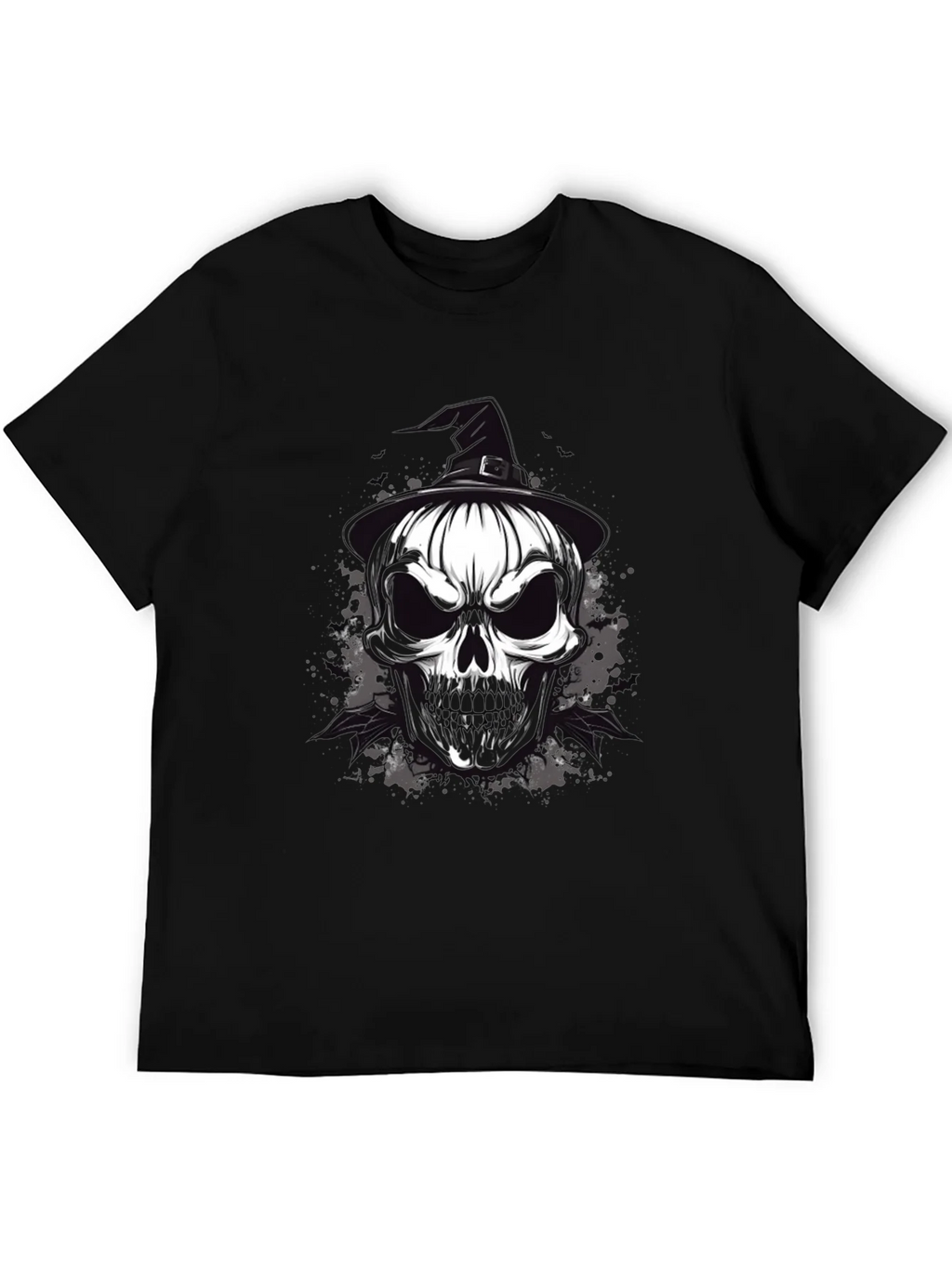 Skull & Witch Hat Graphic Tee - Halloween Ready