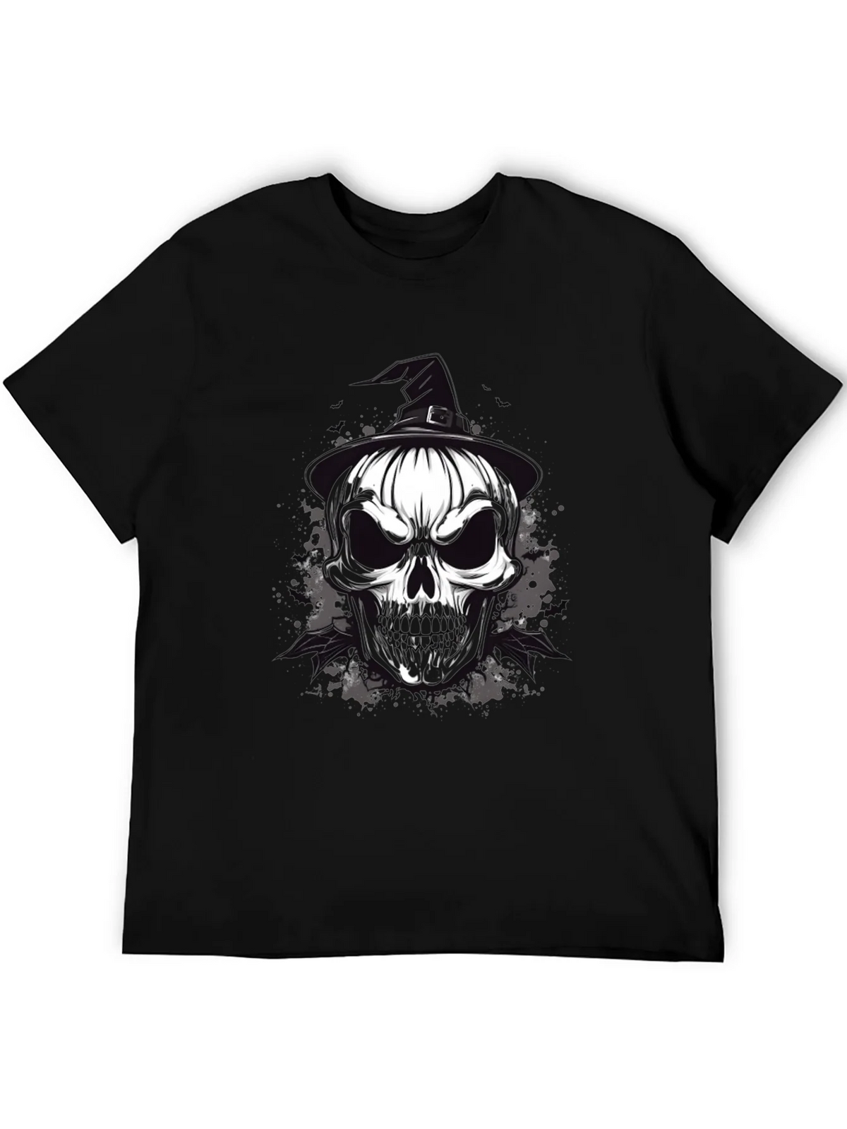 Skull & Witch Hat Graphic Tee - Halloween Ready