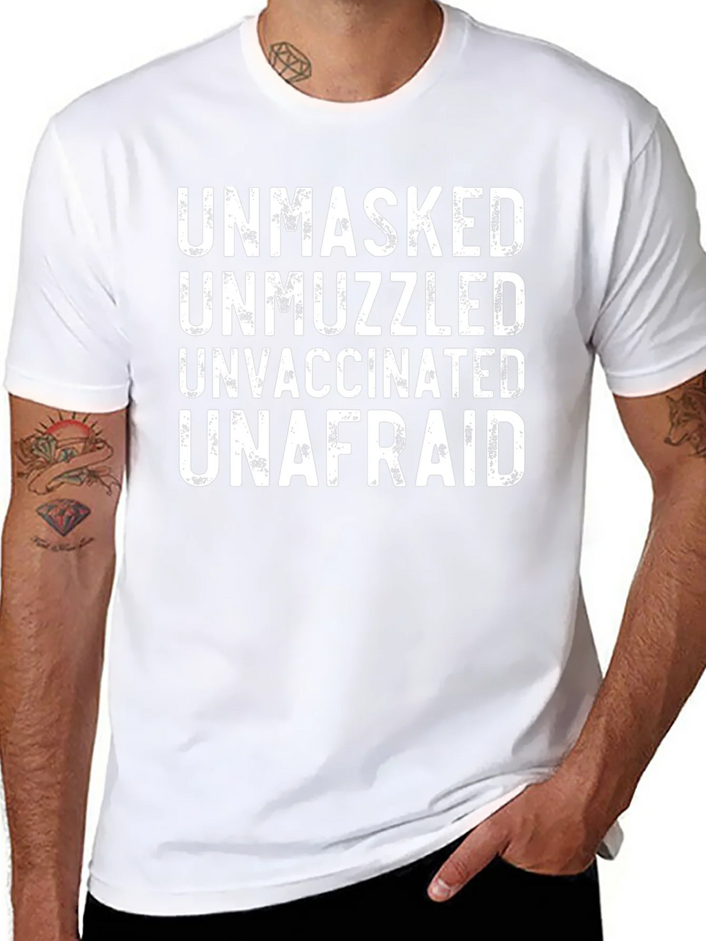 Unmasked Unmuzzled Unvaccinated Unafraid T-Shirt product image 7