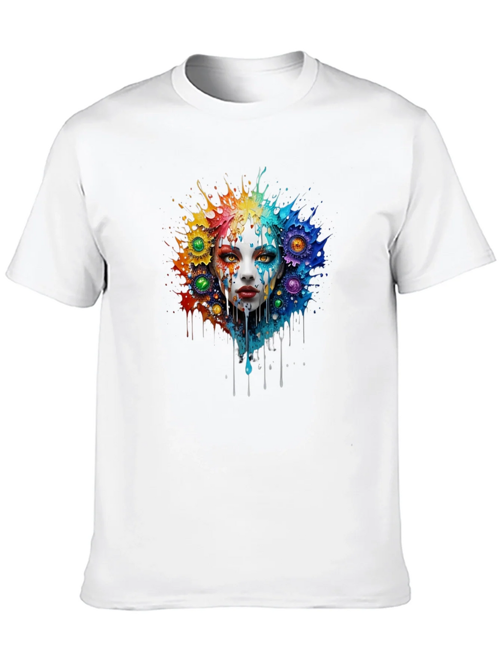 Artistic Colorful Face Graphic Tee - Black product image 9