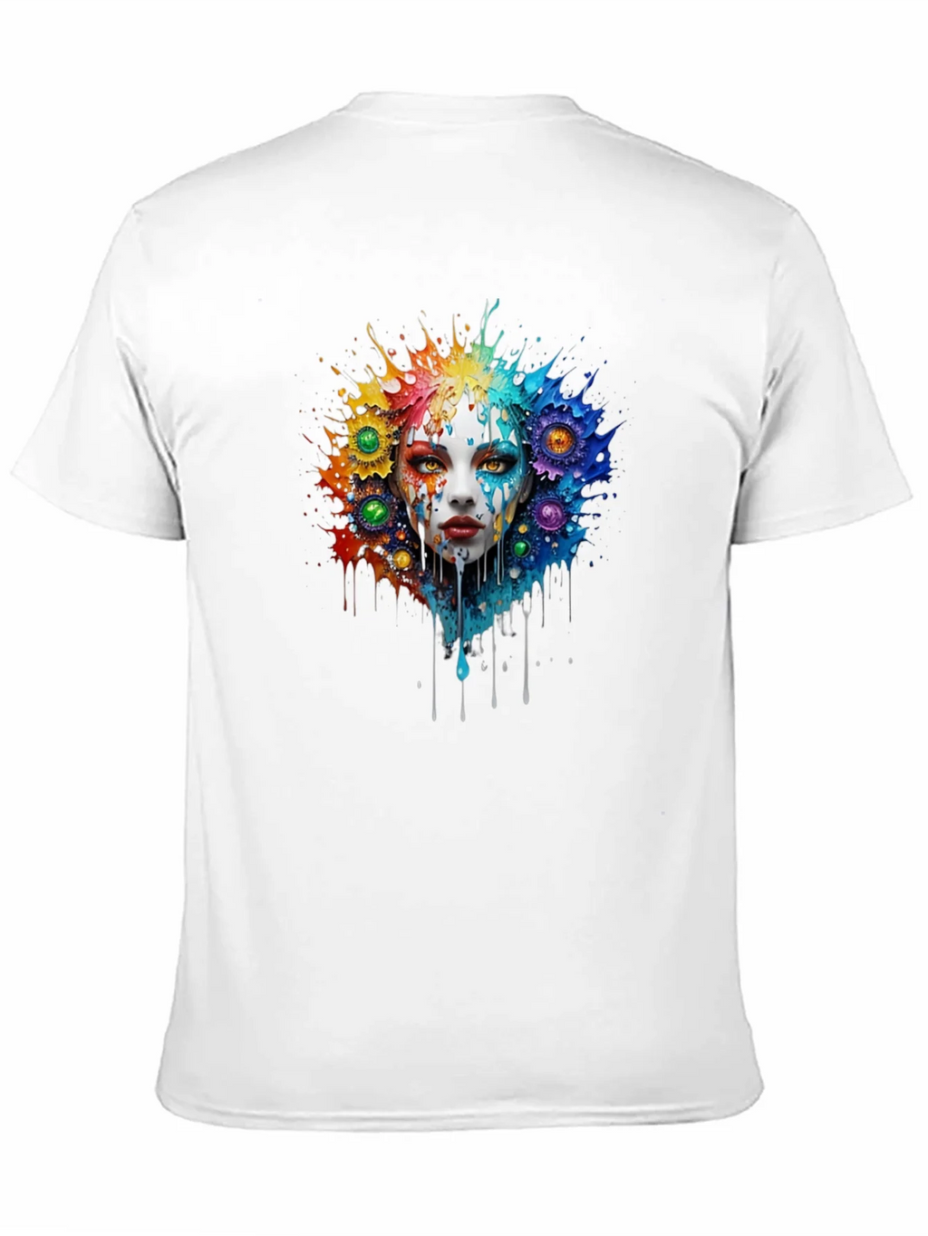 Artistic Colorful Face Graphic Tee - Black product image 10