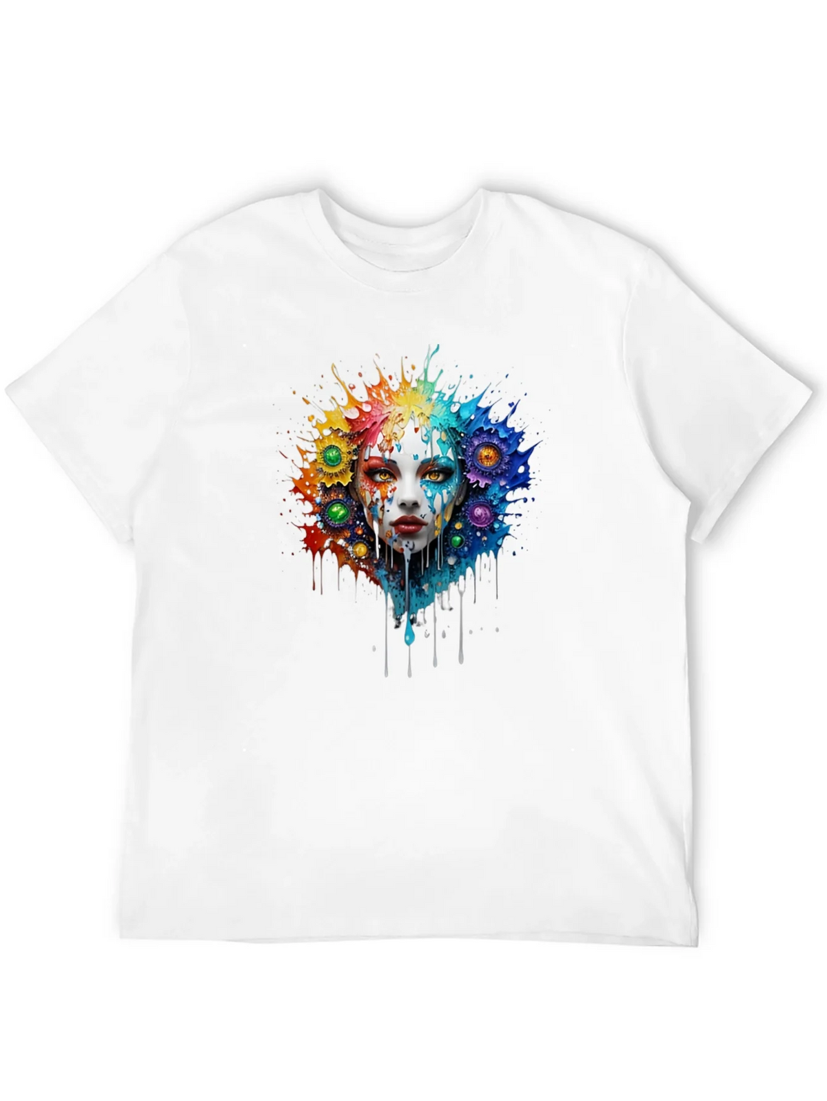 Artistic Colorful Face Graphic Tee - Black product image 11