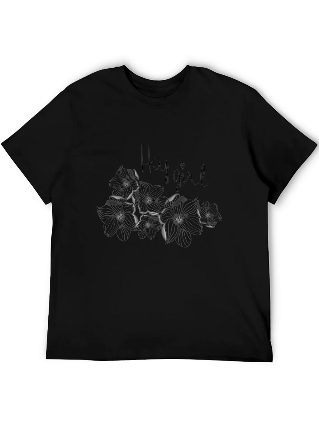 Hey Girl Floral Graphic Tee - Black Cotton Blend Casual Top product image 5