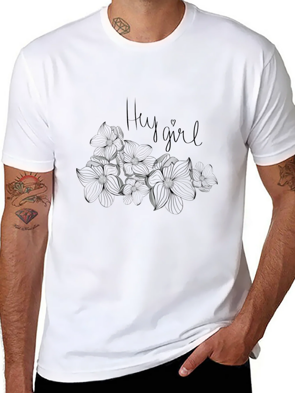 Hey Girl Floral Graphic Tee - Black Cotton Blend Casual Top product image 7