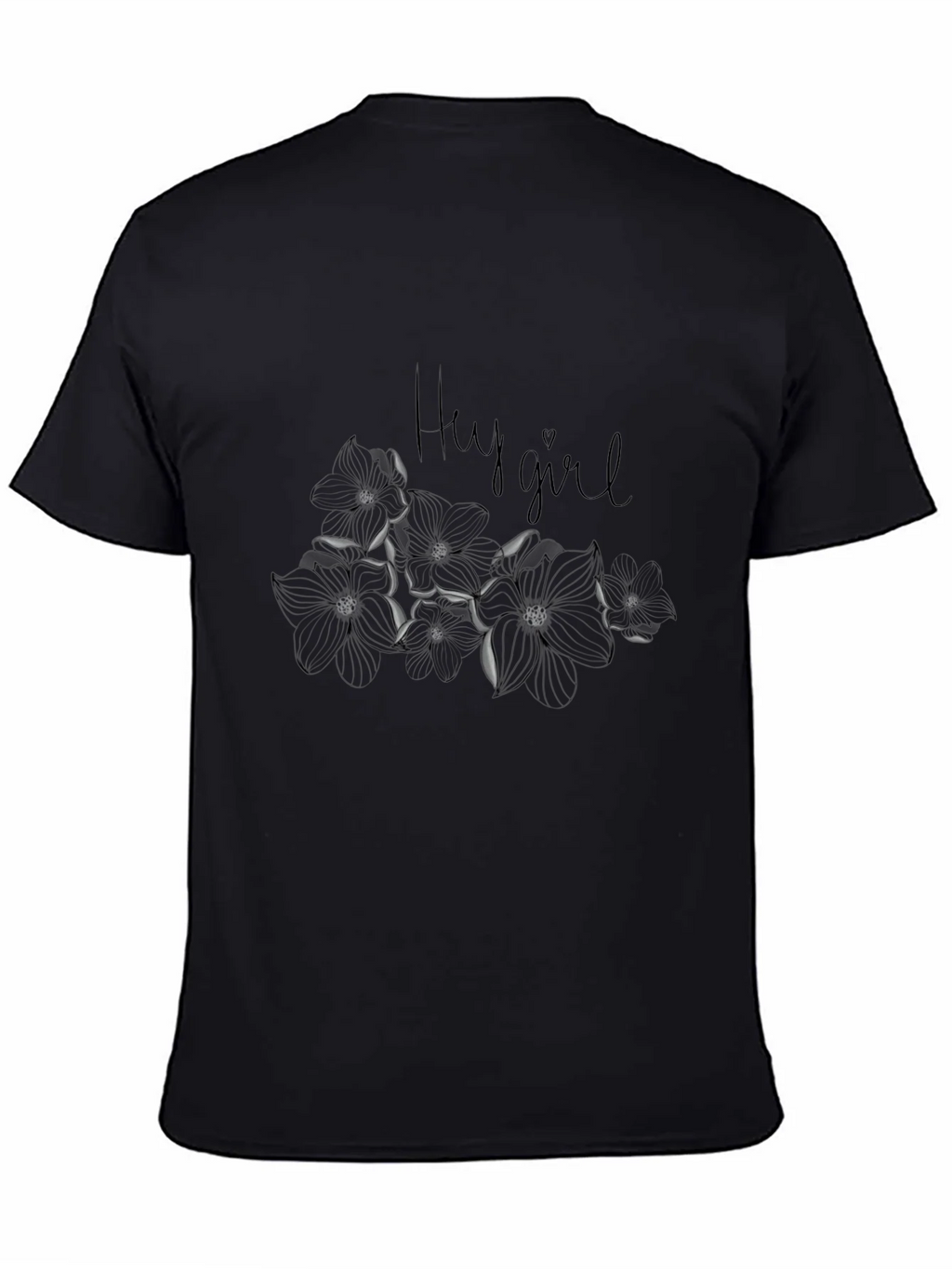 Hey Girl Floral Graphic Tee - Black Cotton Blend Casual Top product image 4