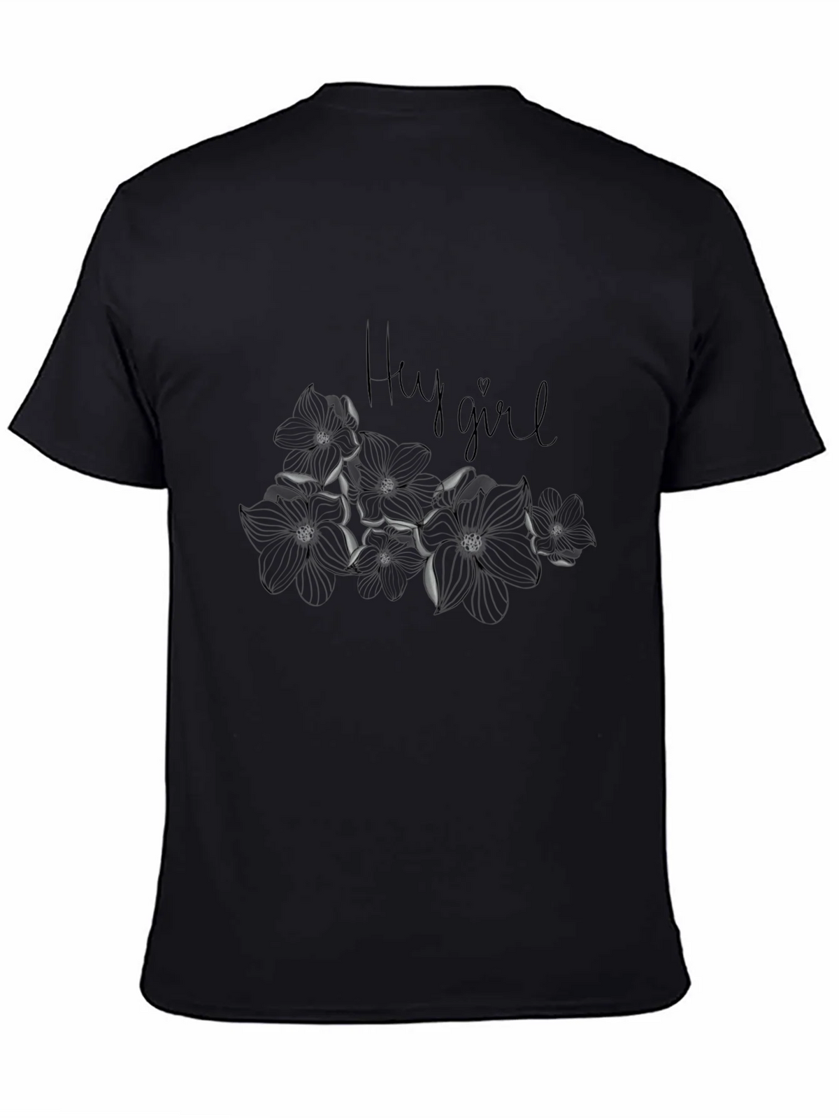 Hey Girl Floral Graphic Tee - Black Cotton Blend Casual Top product image 4