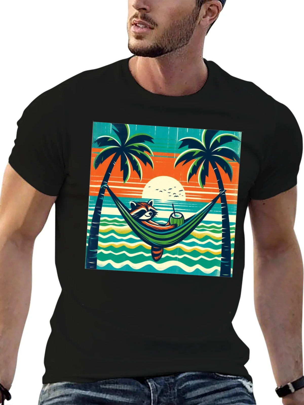 Relaxed Raccoon Beach T-Shirt product image 6