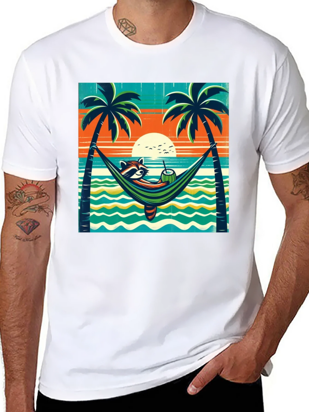 Relaxed Raccoon Beach T-Shirt product image 7