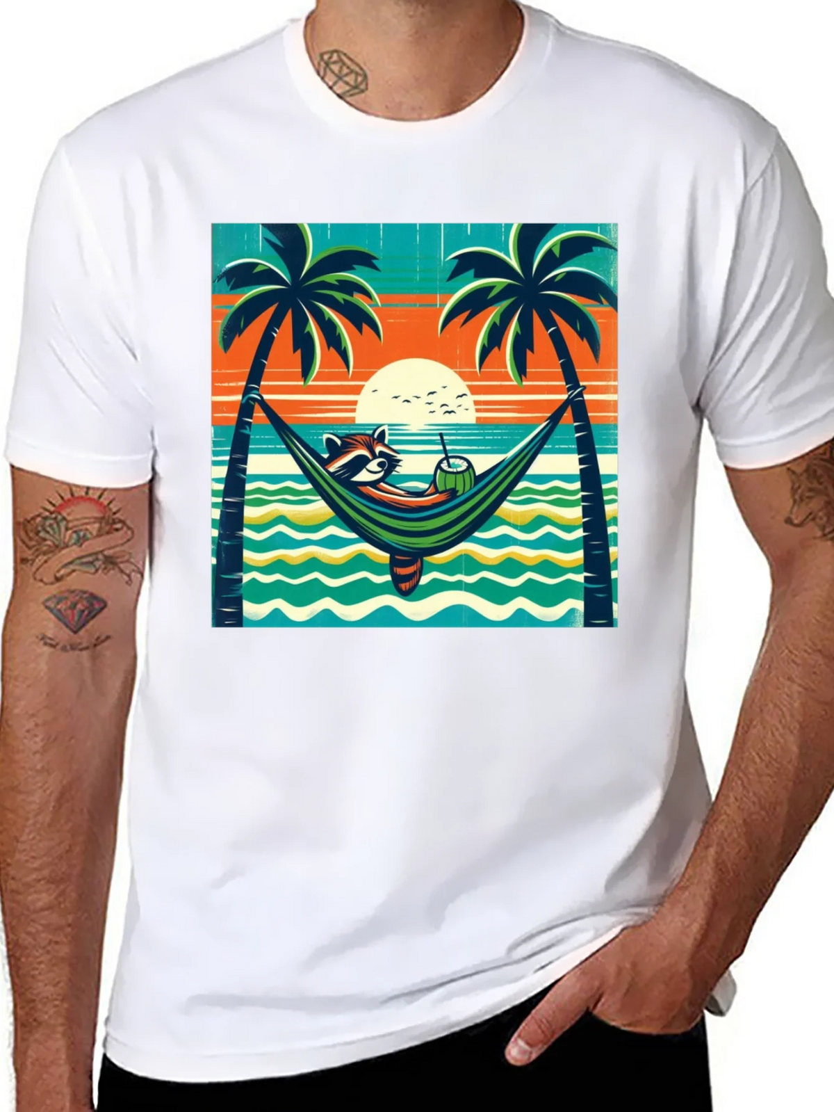 Relaxed Raccoon Beach T-Shirt product image 7