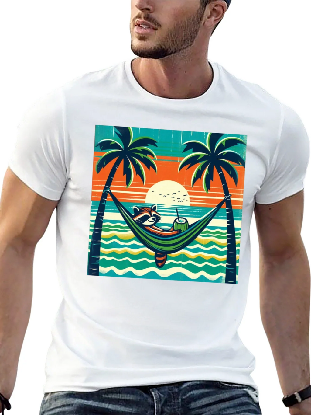 Relaxed Raccoon Beach T-Shirt product image 12