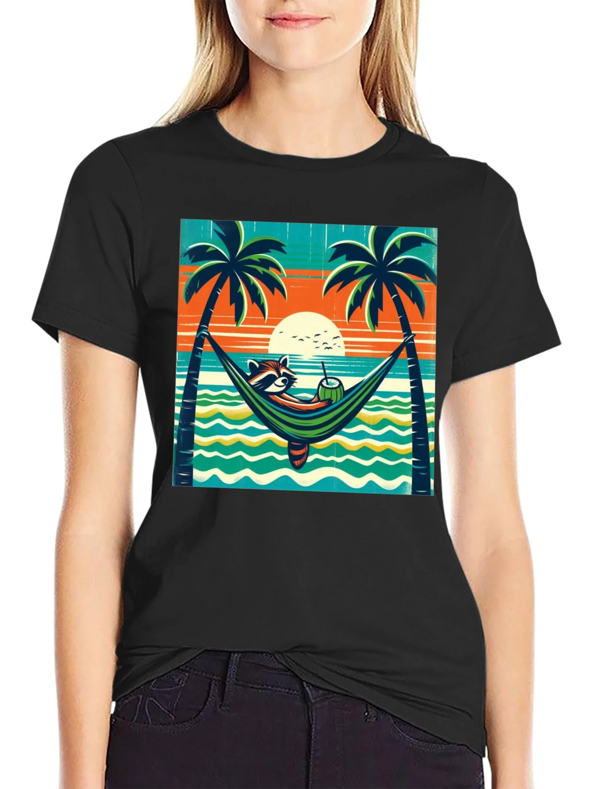 Relaxed Raccoon Beach T-Shirt product image 2