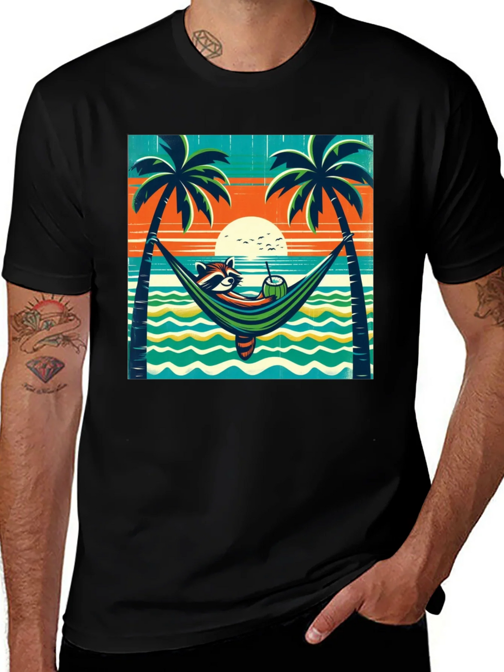 Relaxed Raccoon Beach T-Shirt product image 1