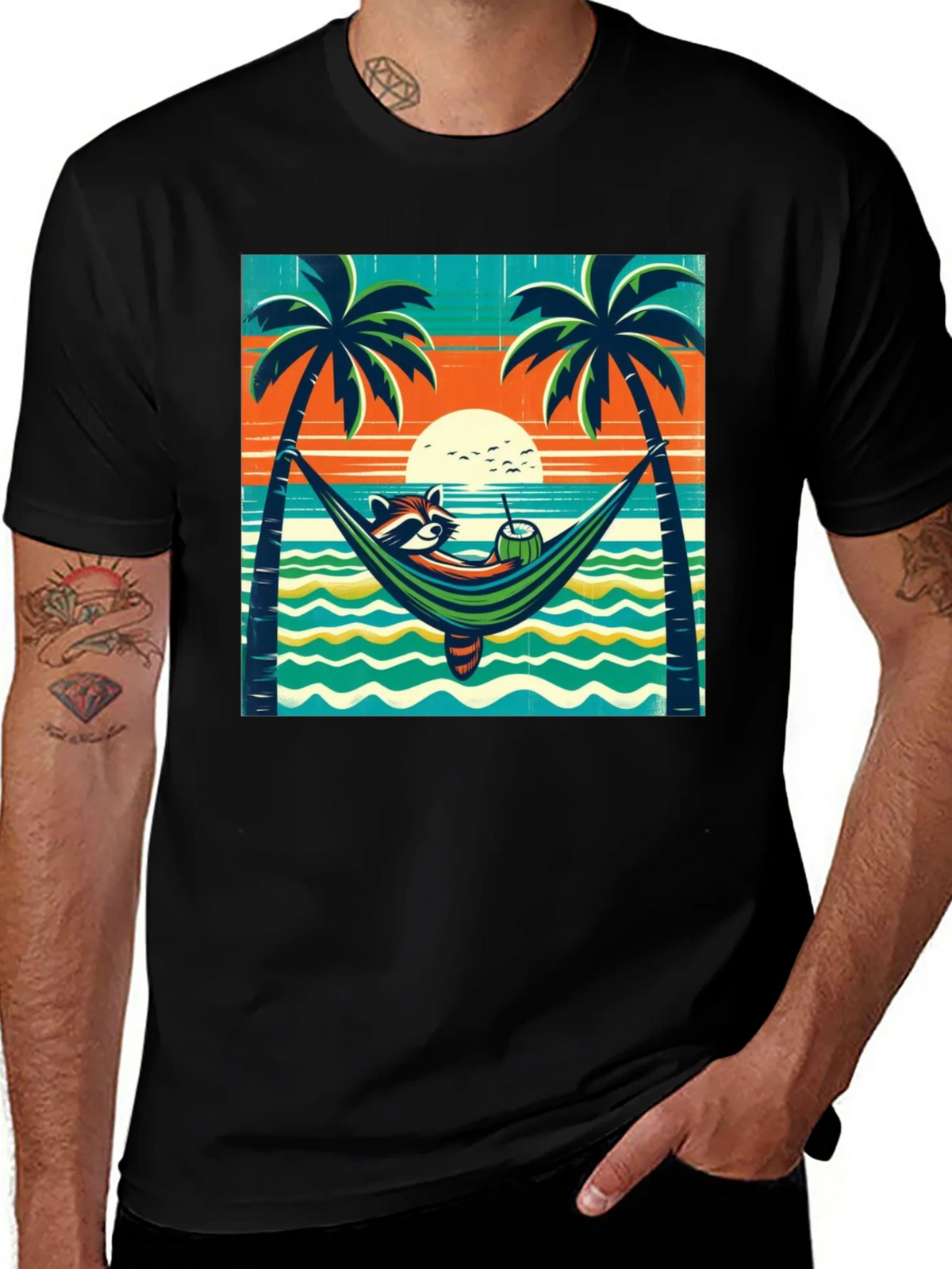 Relaxed Raccoon Beach T-Shirt product image 1