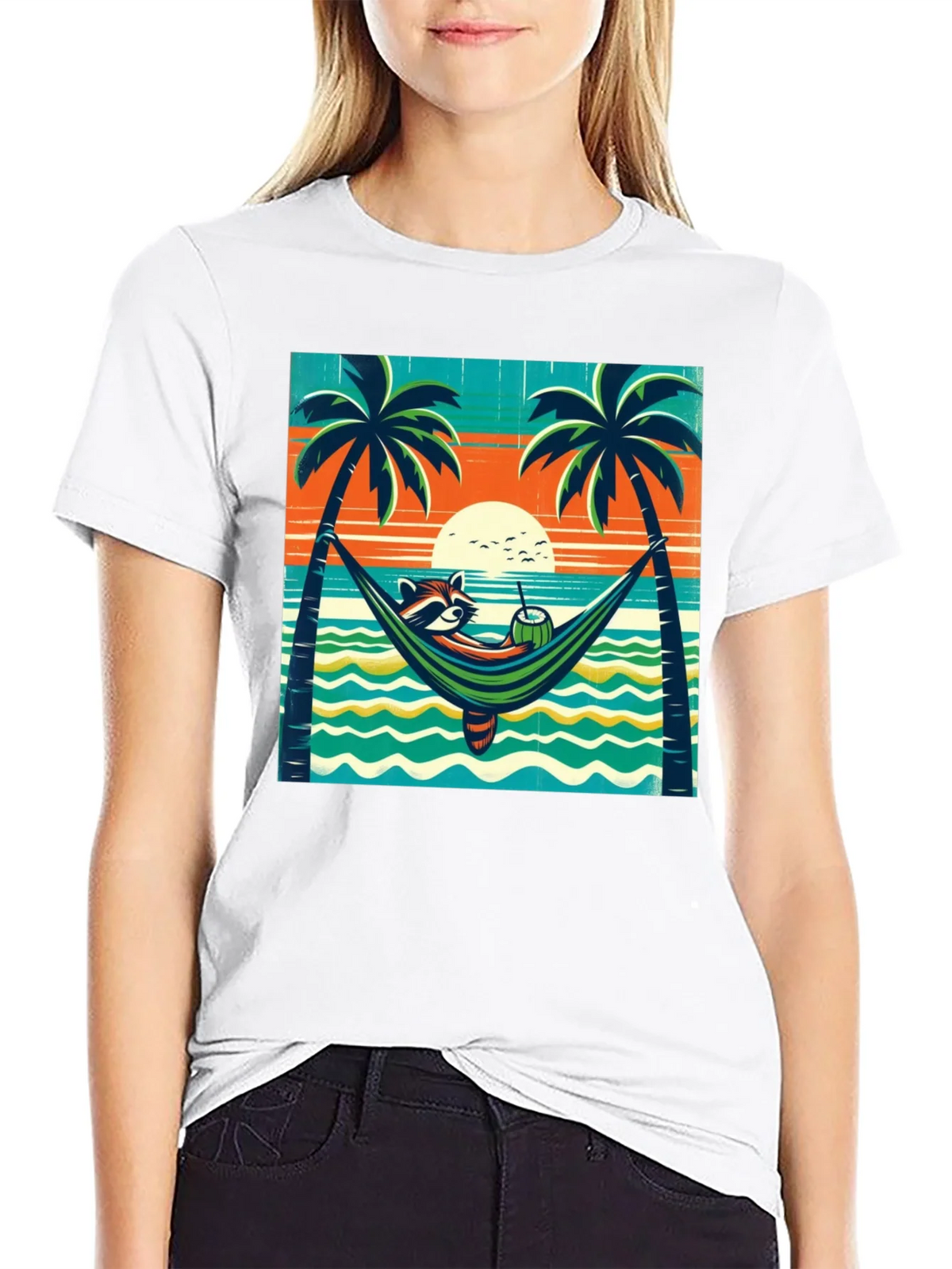 Relaxed Raccoon Beach T-Shirt product image 8