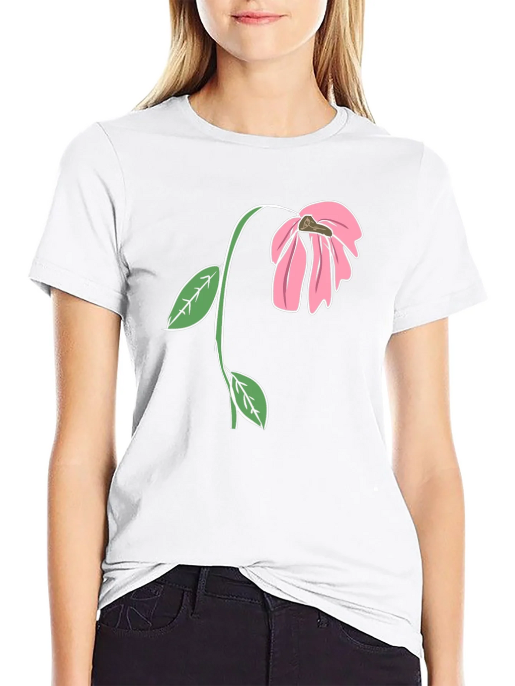 Black T-Shirt with Wilted Flower Graphic product image 8