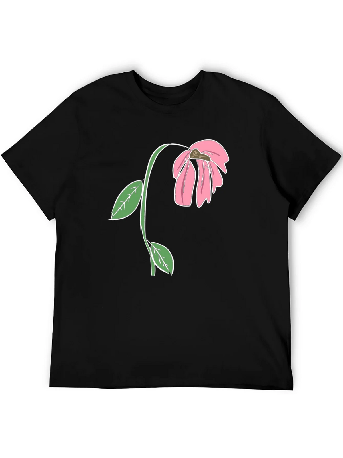 Black T-Shirt with Wilted Flower Graphic product image 5