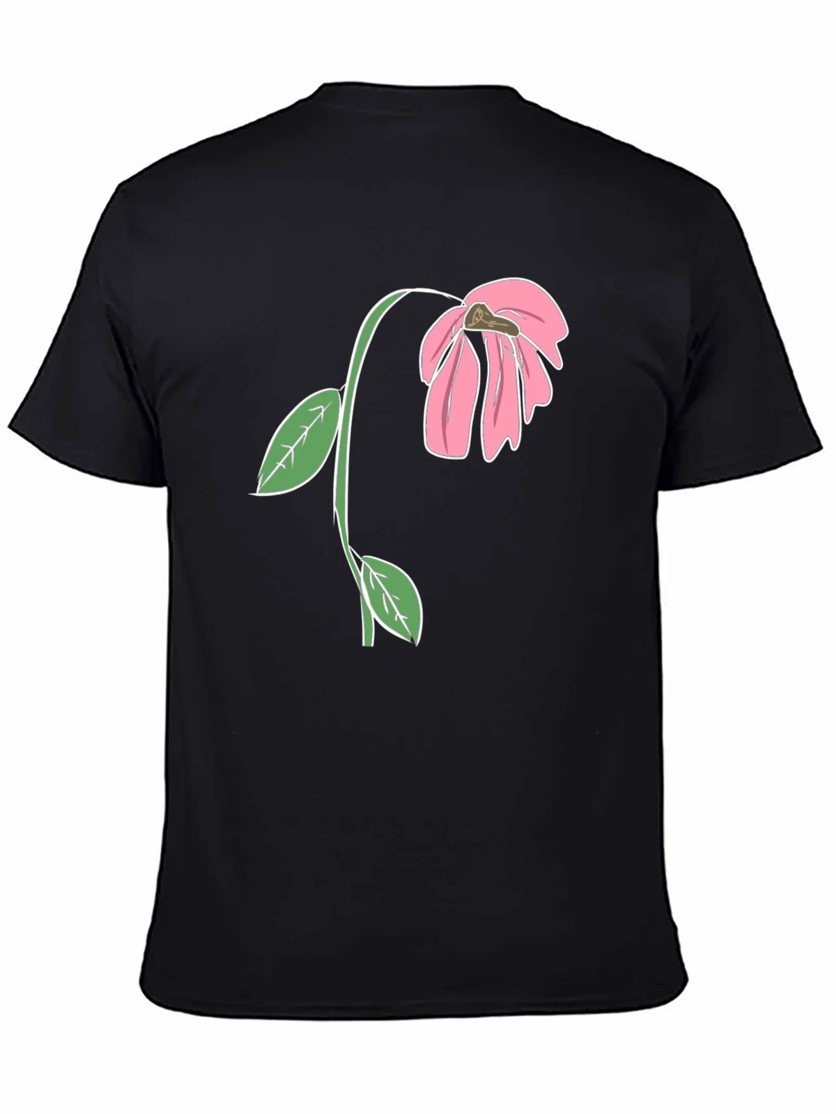 Black T-Shirt with Wilted Flower Graphic product image 4
