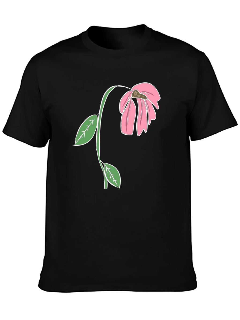 Black T-Shirt with Wilted Flower Graphic product image 3