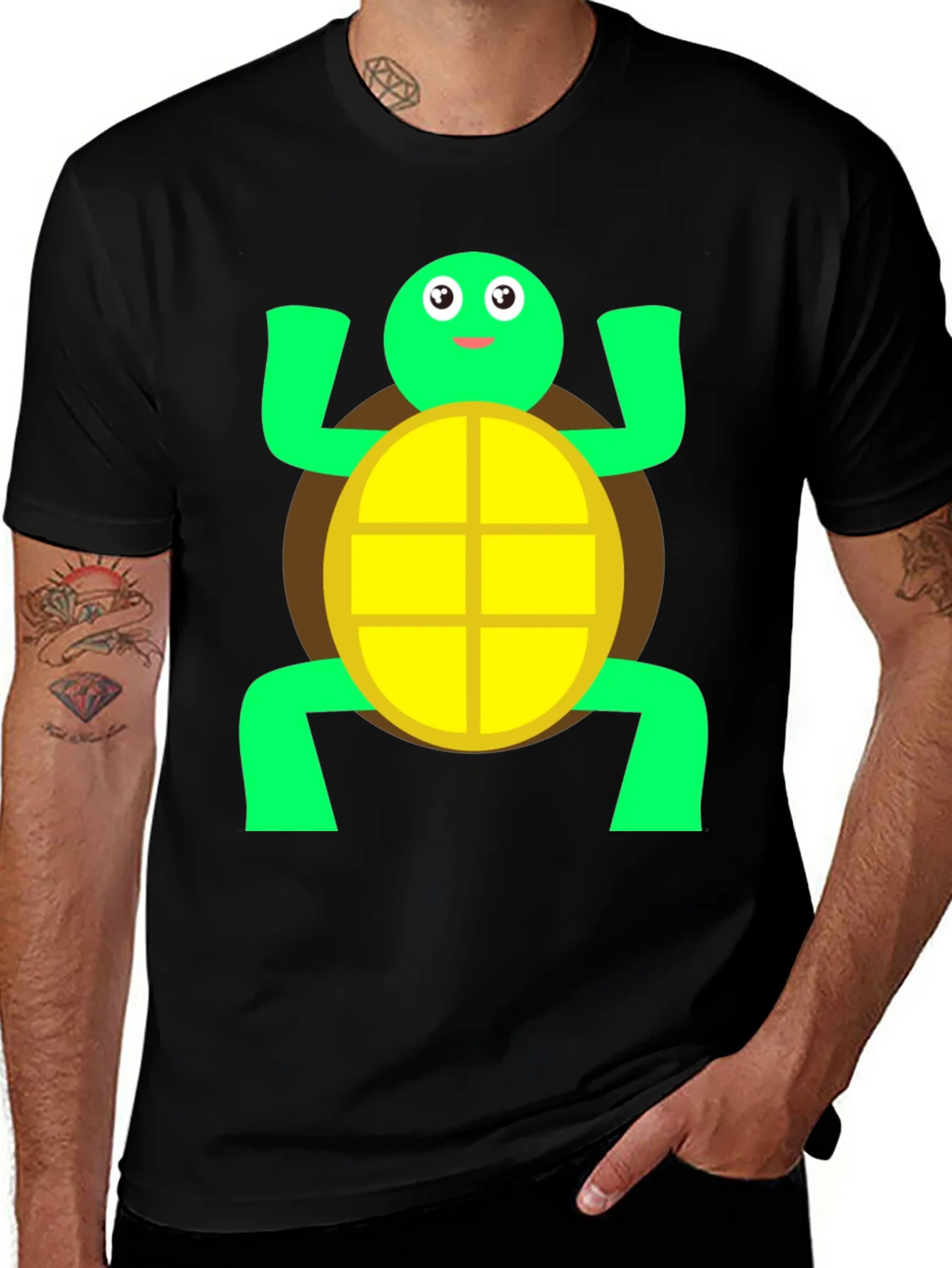Cute Turtle Graphic Tee - Black Cotton T-Shirt product image 1