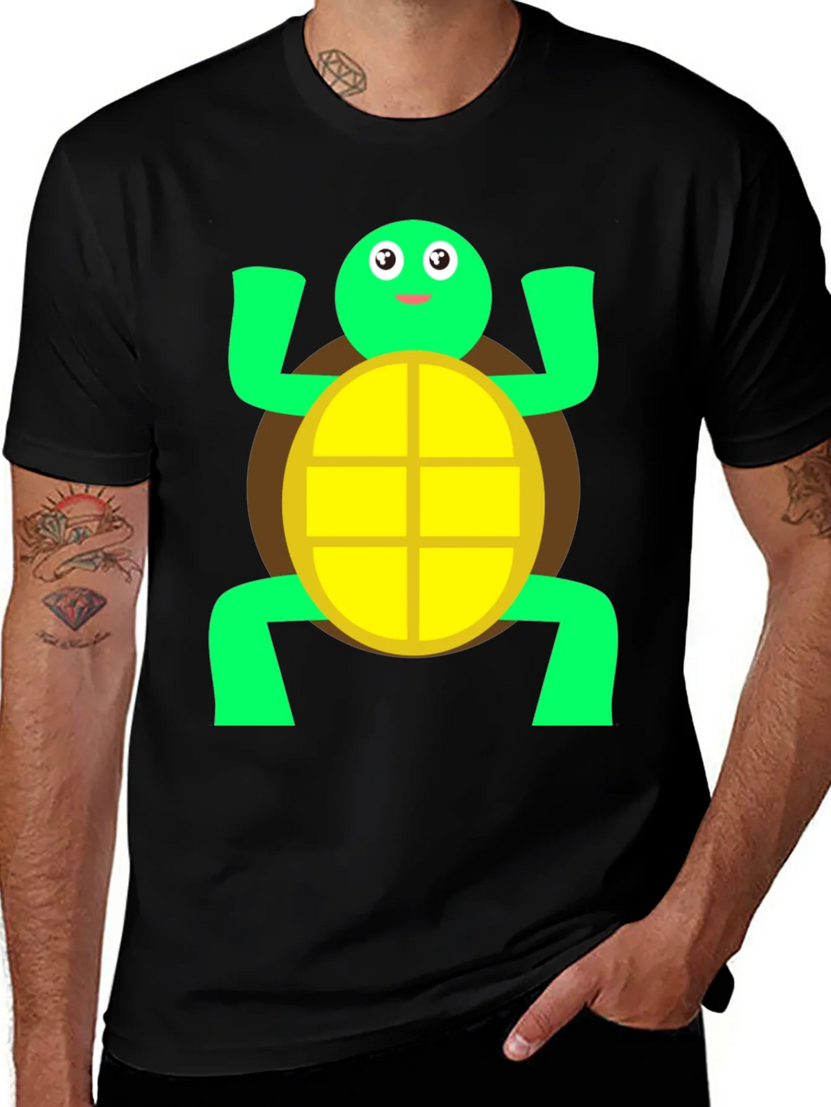 Cute Turtle Graphic Tee - Black Cotton T-Shirt product image 1