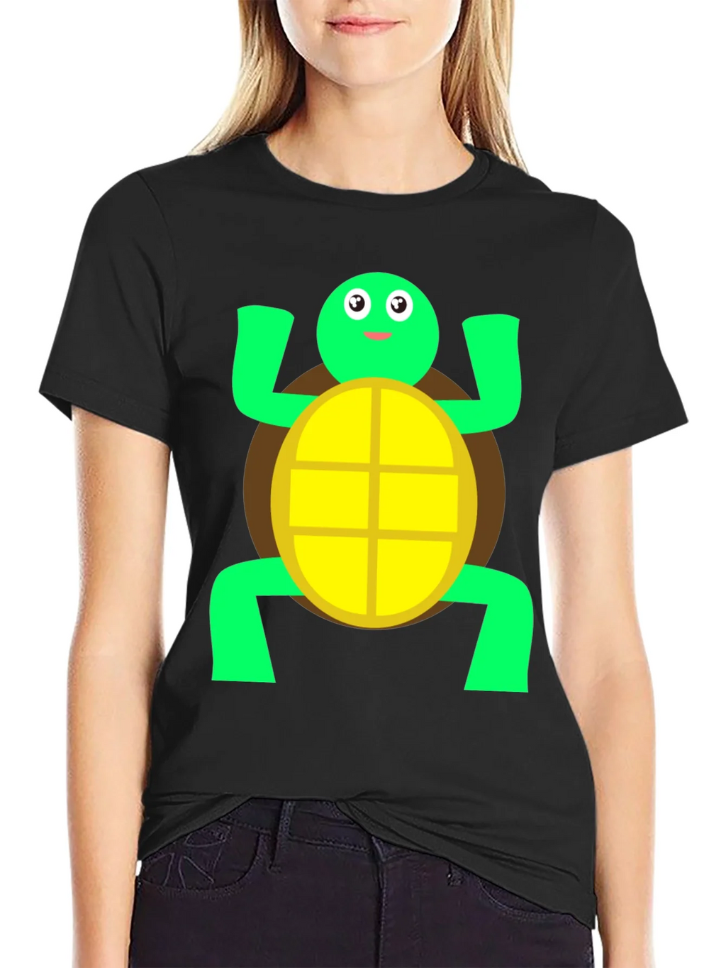 Cute Turtle Graphic Tee - Black Cotton T-Shirt product image 2