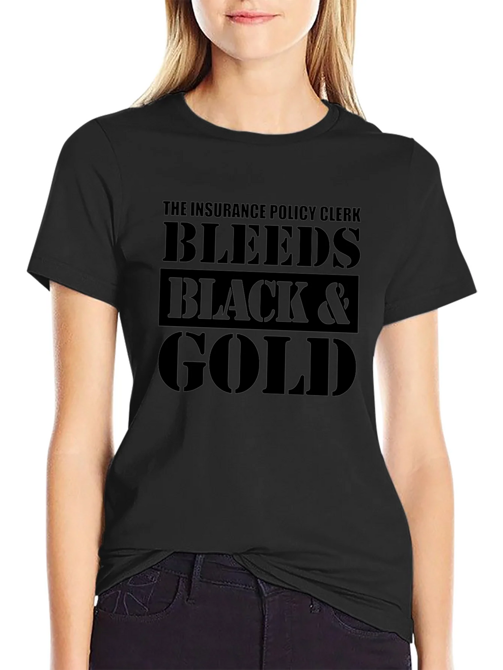 Insurance Policy Clerk Black & Gold Graphic Tee product image 2