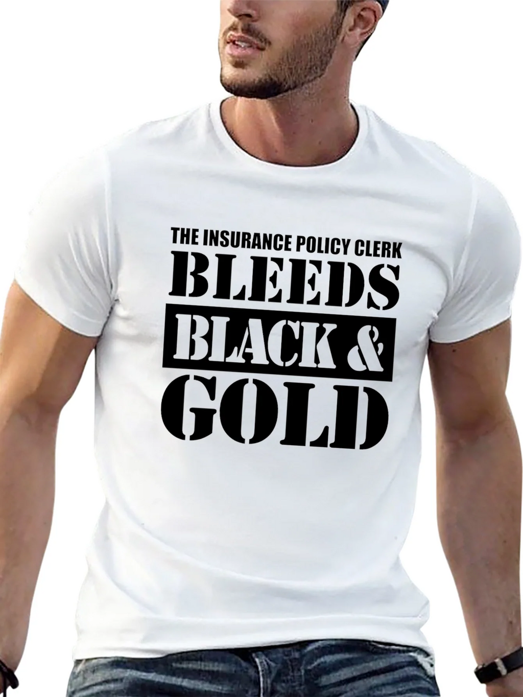 Insurance Policy Clerk Black & Gold Graphic Tee product image 12