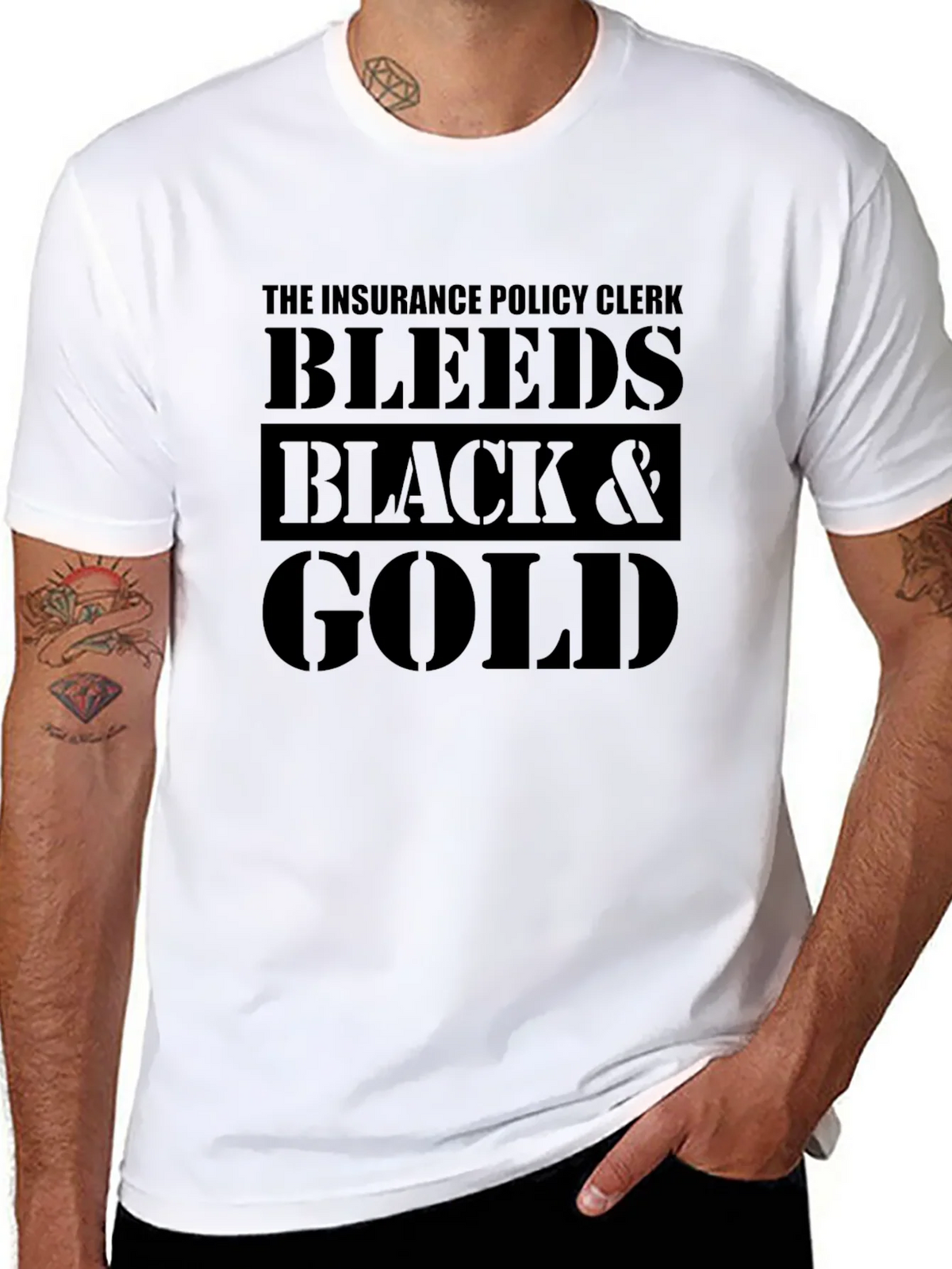 Insurance Policy Clerk Black & Gold Graphic Tee product image 7