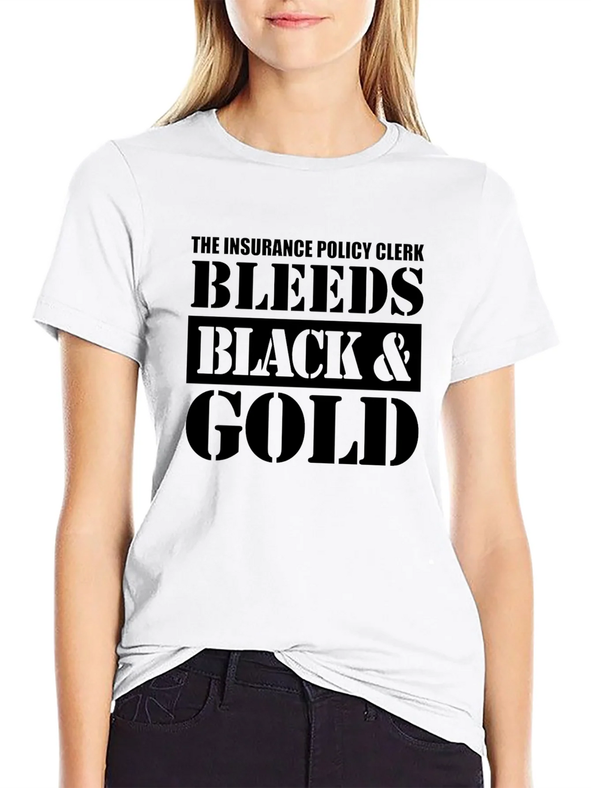 Insurance Policy Clerk Black & Gold Graphic Tee product image 8
